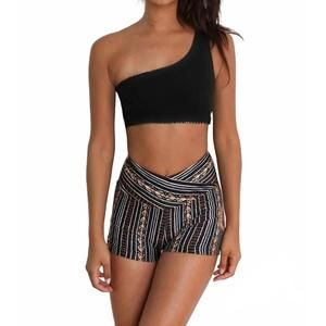 NEW WOLVEN one shoulder top in zephyr print